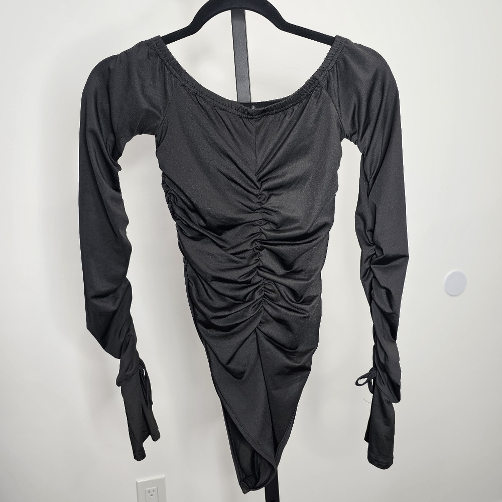 Elegant Black Ruched Dress